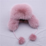 Aidase 100% Real Fox Fur Hat Women's Russian Ushanka Aviator trapper snow skiing Hat caps earflap winter raccoon fur Bomber hat aidase-shop