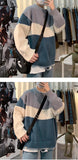 Aidase  Winter Mens Oversized Sweater Patchwork Korean Fashion Harajuku Casual Couple Pullovers Round Neck Long Sleeve Sweater Men aidase-shop