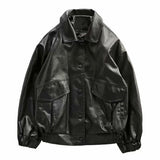 Aidase Vintage Hong Kong style jacket men's spring autumn unisex handsome retro motorcycle jacket leather PU techwear tactical coats aidase-shop