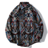 Aidase Harajuku National Style Geometry Knitted Shirt Mens Retro Ethnic Embroidery Long Sleeve Shirts Hip Hop Streetwear Shirt aidase-shop