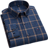 Aidase Aoliwen Brand Men Long Sleeve Plaid Shirts 100% cotton Single Patch Pocket Casual Standard-Fit Comfortable Soft Thick Tops Shirt aidase-shop