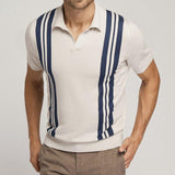 Aidase Fashion Striped Men's Short Sleeve Polo Shirts Summer Slim Turn-down Collar Tops Buttons Design Polo Shirt Men Casual Streetwear aidase-shop