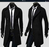 Aidase Mens Trench Coat Autumn Casual Slim Fit Winter Warm Double Breasted Long Jacket Coats Top Overcoat Cloak Jackets Punk Clothes aidase-shop
