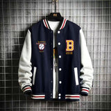 Aidase    New Arrival Letter Rib Sleeve Cotton Fashion Logo Single Breasted Casual Bomber Baseball Jacket Loose Cardigan Coat aidase-shop
