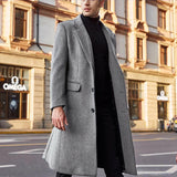 Aidase Autumn Winter Mens Coat Solid Long Sleeve Woolen Jackets Fleece Men Overcoat Streetwear Fashion Long Trench Outerwear aidase-shop