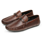 New Summer Autumn Peas Shoes Men Easy Driving Shoes Casual Leather Slip-On Shoes Men Comfortable Flats EU Size 37-44 aidase-shop