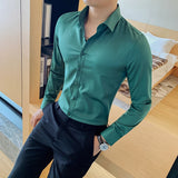 British Style Long Sleeve Shirt Men Clothing Fashion  Autumn Business Formal Wear Chemise Homme Slim Fit Camisa Masculina aidase-shop