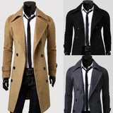 Aidase Mens Trench Coat Autumn Casual Slim Fit Winter Warm Double Breasted Long Jacket Coats Top Overcoat Cloak Jackets Punk Clothes aidase-shop