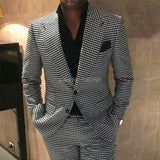 Aidase Plaid Men Suits for Wedding 2 piece houndstooth Checkered Groom Tuxedos Male Fashion Clothes 2020 Costumes Set Jacket with Pants aidase-shop