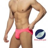 Aidase  Men's Swimming Trunks Low Waist Bikini Panties Sexy Nylon Solid Color Swimsuit Quick-Drying Push Pad Shorts Beach Swimming Surf aidase-shop