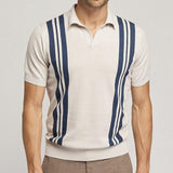 Aidase Fashion Striped Men's Short Sleeve Polo Shirts Summer Slim Turn-down Collar Tops Buttons Design Polo Shirt Men Casual Streetwear aidase-shop