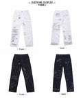 Aidase  Men's Fashion High Street Holes Jeans Trend American Casual Pants Loose White/black Straight Pants Hip-hop Style Trousers aidase-shop