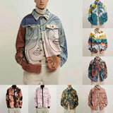 Aidase  Men Coat Multi-pocket Single Breasted Fashion Casual Male Printed Jacket Loose Cardigan Coat