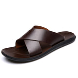 Aidase  Leather Slippers Men Summer Shoes Mens Slippers Outdoor Beach Slippers Shoes+male Zapatos De Hombre Erkek Ayakkabi Buty Meskie aidase-shop