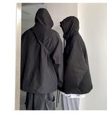 Aidase Punk Style Padded Jacket Men Women Winter 2022 New Thickened Dark Oversize Hooded Charging Cotton Jacket Men's Thick/thin Top aidase-shop