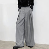 Aidase  2022 Men Wide Leg Pants Plain Joggers Button Loose Leisure Trousers Men Streetwear Chic Casual Pantalones Hombre S-5XL INCERUN aidase-shop