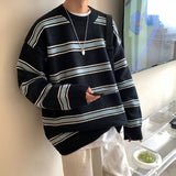 Aidase Striped Sweater Men Round Neck Winter Pullover Sweater Korean Fashion Harajuku Loose Wild Long Sleeve Sweater Oversize aidase-shop