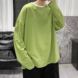 Spring Multicolor Cotton T-shirt Men Fashion Solid Color Casual O-neck T Shirt Men Korean Loose Long-sleeved T-shirt Mens Tops aidase-shop