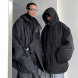 Aidase Punk Style Padded Jacket Men Women Winter 2022 New Thickened Dark Oversize Hooded Charging Cotton Jacket Men's Thick/thin Top aidase-shop