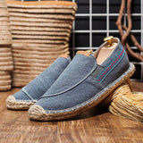 Aidase Mens Casual Vintage Loafers Flat Hemp Bottom Fishermen Shoes Driving Soft Shoes Holiday Beach Sailing Bohemian Size 38-44 aidase-shop