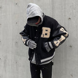 Aidase Mens Jackets Bone Letter Patchwork Harajuku Korea Style High Street Spring Autumn Baseball Coats Single-breasted Bomber Jacket aidase-shop
