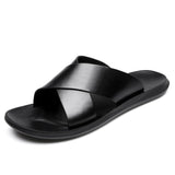 Aidase  Leather Slippers Men Summer Shoes Mens Slippers Outdoor Beach Slippers Shoes+male Zapatos De Hombre Erkek Ayakkabi Buty Meskie aidase-shop