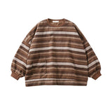 HOUZHOU Oversize Crewneck Striped Vintage Sweatshirt Pullover Men brown Sweatshirts for Men Korean Harajuku Streetwear Hip Hop aidase-shop