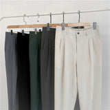 Aidase 2022 New Men's Suit Pants Korean Design Summer Loose Ankle Length Bottoms Elastic Waist Solid Streetwear Cool Casual Clothing aidase-shop
