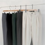 Aidase 2022 New Men's Suit Pants Korean Design Summer Loose Ankle Length Bottoms Elastic Waist Solid Streetwear Cool Casual Clothing aidase-shop