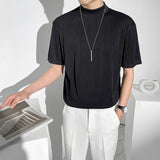 Summer Pleated T-shirt Men's Fashion Solid Color Casual Tshirt Men Streetwear Korean Loose Short-sleeved T Shirt Mens M-2XL aidase-shop