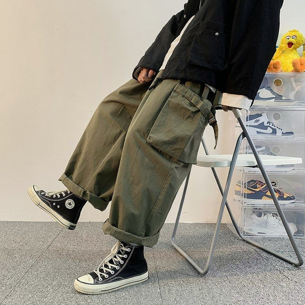 Aidase Men's Cargo Trousers Male Harajuku Black Cargo Pants Men Wide L ...