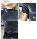 Autumn Winter T Shirt Men Fashion  Turtleneck Streetwear Mens T-Shirts Short Sleeve High Quality Velvet Tee Shirt Homme 3XL aidase-shop