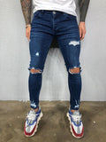 Mens Jeans Black Blue Cool Skinny Ripped Stretch Slim Elastic Denim Pants Large Size For Male Spring Summer Autumn Hip Hop aidase-shop
