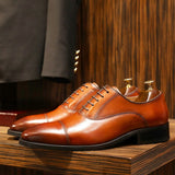 Genuine Leather Shoes Gentleman Lace-up Wedding Formal Shoes Top Layer Cowhide Oxfords Large Size 38-47 Elegant Dress Shoe aidase-shop