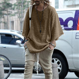 Aidase Autumn Men Long Sleeve O Neck Sweater Casual Knitted Loose Tops Harajuku Thin White Solid Mens Pullovers Pull Homme Streetwear aidase-shop