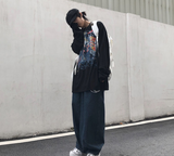 Aidase 2022 Fashion Individuality Japanese-style Jean Men Loose Stripe Denim Pant Bule/Black Man and Women Hip hop Streetwear Trouser aidase-shop