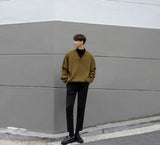 Aidase men's wear autumn winter V-neck sweater male's loose korean style knitted tops vintage long sleeve large size tops aidase-shop