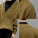 Aidase men's wear autumn winter V-neck sweater male's loose korean style knitted tops vintage long sleeve large size tops aidase-shop