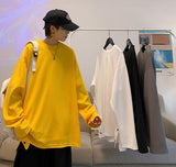 Aidase Plus Size 5XL-S Autumn Fashion Side Split Buttons Decor Long Sleeve Oversized T-Shirts Men Clothing Loose Casual Tee Shirt Homme aidase-shop