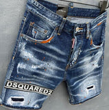 Summer style new popular jeans brand Italian slim short jeans men, blue denim shorts with ripped zipper D917 aidase-shop