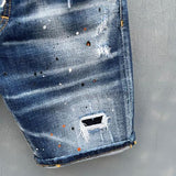 Summer style new popular jeans brand Italian slim short jeans men, blue denim shorts with ripped zipper D917 aidase-shop