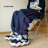 Dark Blue Black Casual Pants Men Fashion Oversized Sweatpants Men Streetwear Hip-hop Loose Straight Pants Mens Joggers Trousers aidase-shop