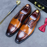 Office Shoes Vintage Design Oxford Men Dress Shoes  Handmade Formal Business Bicolo Full Grain Real Leather Shoes for Menbicolo aidase-shop