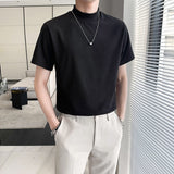 Summer Cotton Short-sleeved T-shirt Men Slim Fashion Stand-up Collar T Shirt Men Korean 7 Colors Casual Tshirt Mens Top M-3XL aidase-shop