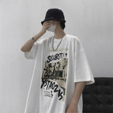 Summer New American Printed T-shirt Short Sleeve Men Baggy Oversized Cotton Tops Round Neck Trends Fitness Tees aidase-shop
