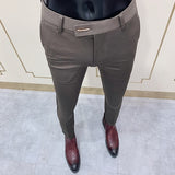 Aidase New Striped Suit Pants  Men Elegant Skinny Fit Office Pant Men Trousers Pant For Man Business Slim Fit Dress Ankle Trousers aidase-shop