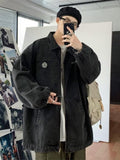 Denim Jacket Men's High Street Hip-hop Trainer Jacket Autumn Trend Streetwear All-match Preppy Oversize Punk Jeans Coat aidase-shop