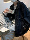 Denim Jacket Men's High Street Hip-hop Trainer Jacket Autumn Trend Streetwear All-match Preppy Oversize Punk Jeans Coat aidase-shop