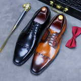Office Shoes Vintage Design Oxford Men Dress Shoes  Handmade Formal Business Bicolo Full Grain Real Leather Shoes for Menbicolo aidase-shop