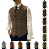 Aidase Men's Suit Vest Retro Slim Jacket Sleeveless Steampunk Tuxedo Waistcoat Lapel aidase-shop